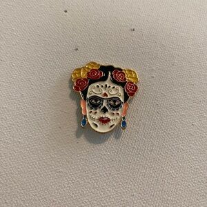 New Frida Kahlo Sugar Skull Enamel Pin – Day of the Dead Inspired